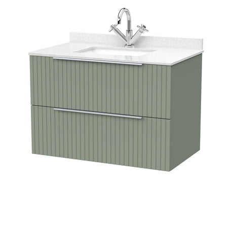 [BFLF3126WS1] Callingwood Contemporary Wall Hung 2 Drawer Vanity Unit with Marble Worktop and Basin, Choice of Size and Colour - Cutout
