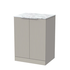 [BFLF3203CMT] Callingwood Contemporary Floor Standing 2 Door Vanity Unit with Carrera Marble Worktop, Choice of Size and Colour - Cutout