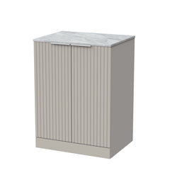 [BFLF3203GMT] Callingwood Contemporary Floor Standing 2 Door Vanity Unit with Grey Marble Worktop, Choice of Size and Colour - Cutout
