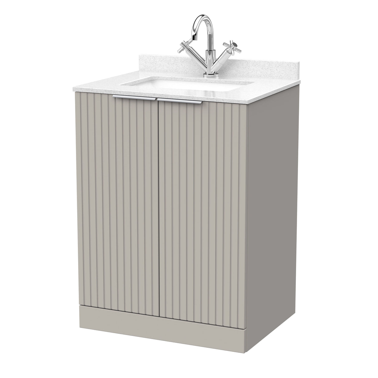 [BFLF3203WS1] Callingwood Contemporary Floor Standing 2 Door Vanity Unit with Marble Worktop and Basin, Choice of Size and Colour - Cutout