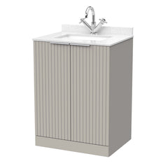 [BFLF3203WS1] Callingwood Contemporary Floor Standing 2 Door Vanity Unit with Marble Worktop and Basin, Choice of Size and Colour - Cutout