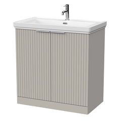 [BFLF3205A] Callingwood Contemporary Floor Standing 2 Door Vanity Unit with Traditional 1 Tap Hole Fireclay Basin, Choice of Size and Colour - Cutout