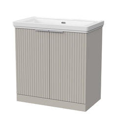 [BFLF3205H] Callingwood Contemporary Floor Standing 2 Door Vanity Unit with Traditional 0 Tap Hole Fireclay Basin, Choice of Size and Colour - Cutout