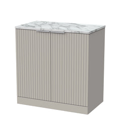 [BFLF3205LCM] Callingwood Contemporary Floor Standing 2 Door Vanity Unit with Carrera Marble Laminate Worktop, Choice of Size and Colour - Cutout