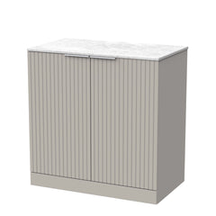 [BFLF3205WMT] Callingwood Contemporary Floor Standing 2 Door Vanity Unit with White Marble Worktop, Choice of Size and Colour - Cutout