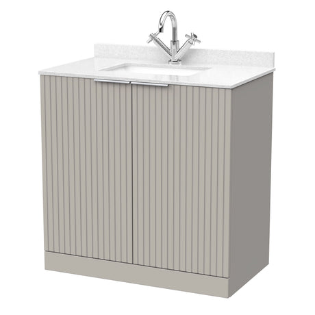 [BFLF3205WS1] Callingwood Contemporary Floor Standing 2 Door Vanity Unit with Marble Worktop and Basin, Choice of Size and Colour - Cutout