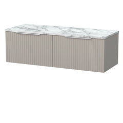 [BFLF3222LCM2] Callingwood Contemporary Wall Hung 2 Drawer 1200mm Vanity Unit with Carrera Marble Laminate Worktop, Choice of Colour - Cutout