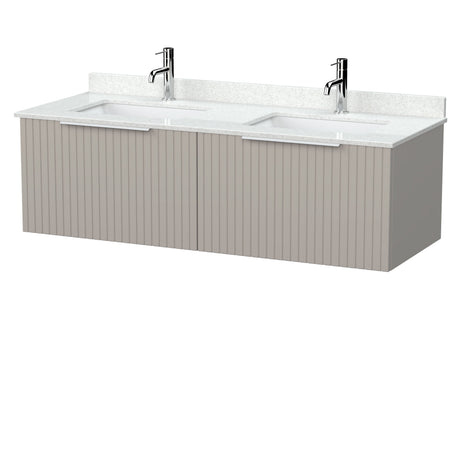 [BFLF3222WS2] Callingwood Contemporary Wall Hung 2 Drawer 1200mm Vanity Unit with Marble Worktop and Double Basin, Choice of Colour - Cutout