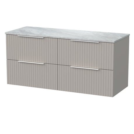 [BFLF3224GMT2] Callingwood Contemporary Wall Hung 4 Drawer 1200mm Vanity Unit with Grey Marble Worktop, Choice of Colour - Cutout