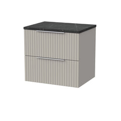 [BFLF3224LBP] Callingwood Contemporary Wall Hung 2 Drawer Vanity Unit with Black Pietra Marble Laminate Worktop, Choice of Size and Colour - Cutout
