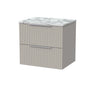 [BFLF3224LCM] Callingwood Contemporary Wall Hung 2 Drawer Vanity Unit with Carrera Marble Laminate Worktop, Choice of Size and Colour - Cutout