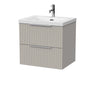 [BFLF3224L] Callingwood Contemporary Wall Hung 2 Drawer Vanity Unit with 1 Tap Hole Fireclay Basin, Choice of Size and Colour - Cutout