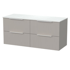 [BFLF3224WMT2] Callingwood Contemporary Wall Hung 4 Drawer 1200mm Vanity Unit with White Marble Worktop, Choice of Colour - Cutout