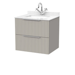 [BFLF3224WS1] Callingwood Contemporary Wall Hung 2 Drawer Vanity Unit with Marble Worktop and Basin, Choice of Size and Colour - Cutout