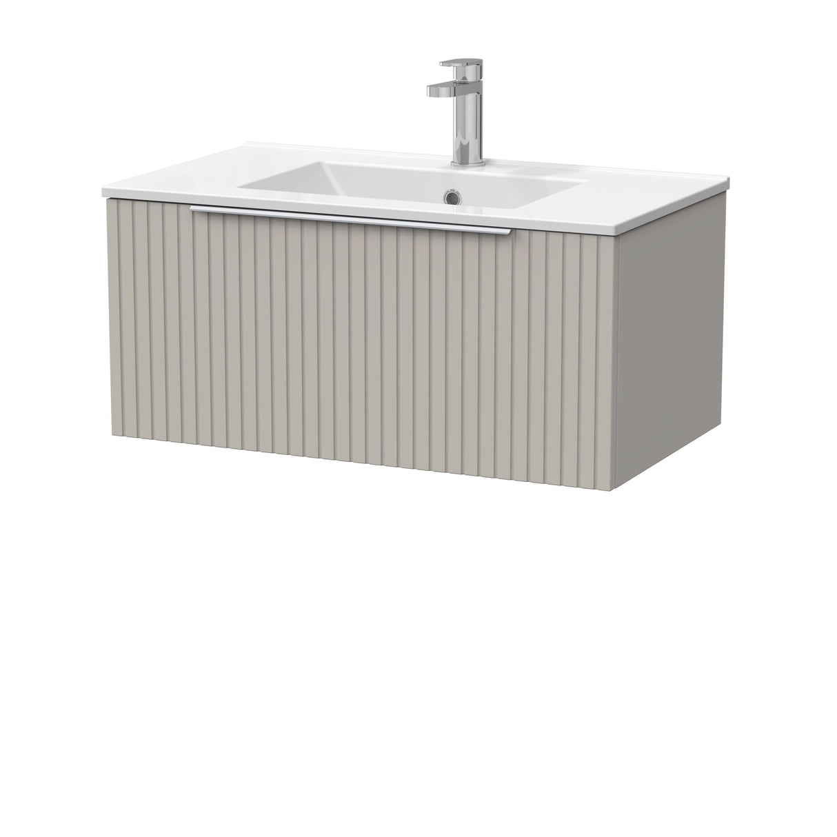 [BFLF3225C] Callingwood Contemporary Wall Hung 1 Drawer Vanity Unit with Minimalist Ceramic Basin, Choice of Size and Colour - Cutout