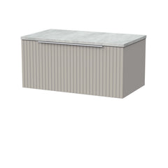 [BFLF3225LBG] Callingwood Contemporary Wall Hung 1 Drawer Vanity Unit with Bellato Grey Laminate Worktop, Choice of Size and Colour - Cutout