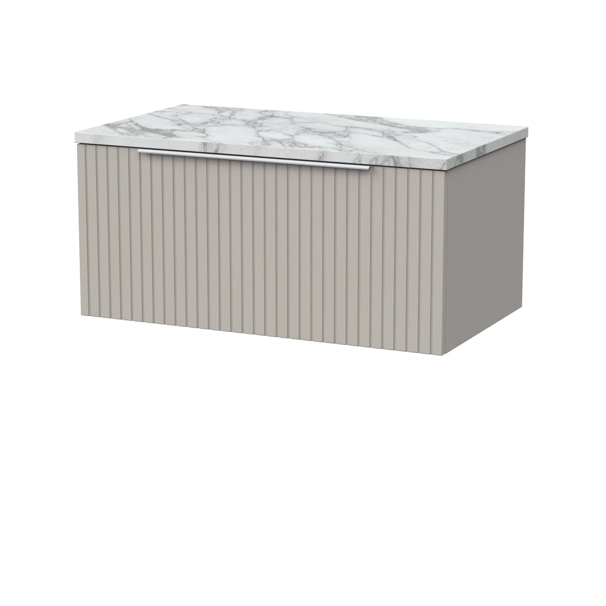[BFLF3225LCM] Callingwood Contemporary Wall Hung 1 Drawer Vanity Unit with Carrera Marble Laminate Worktop, Choice of Size and Colour - Cutout