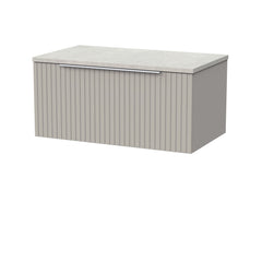 [BFLF3225LSWG] Callingwood Contemporary Wall Hung 1 Drawer Vanity Unit with White Sparkle Laminate Worktop, Choice of Size and Colour - Cutout