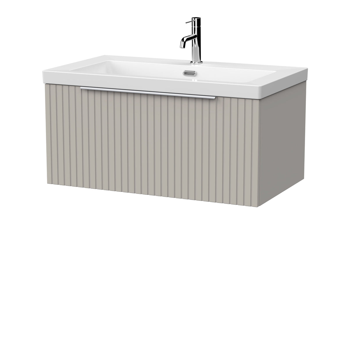 [BFLF3225L] Callingwood Contemporary Wall Hung 1 Drawer Vanity Unit with 1 Tap Hole Fireclay Basin, Choice of Size and Colour - Cutout