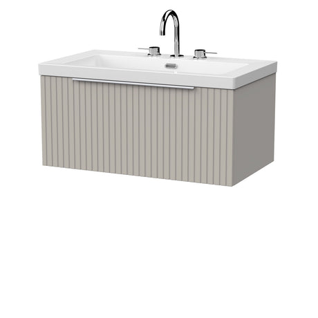 [BFLF3225M] Callingwood Contemporary Wall Hung 1 Drawer Vanity Unit with 3 Tap Hole Fireclay Basin, Choice of Size and Colour - Cutout