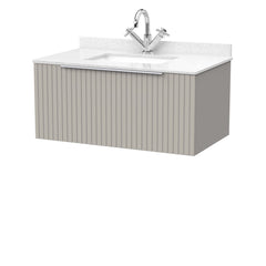 [BFLF3225WS1] Callingwood Contemporary Wall Hung 1 Drawer Vanity Unit with Marble Worktop and Basin, Choice of Size and Colour - Cutout