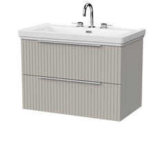 [BFLF3226B] Callingwood Contemporary Wall Hung 2 Drawer Vanity Unit with Traditional 3 Tap Hole Fireclay Basin, Choice of Size and Colour - Cutout