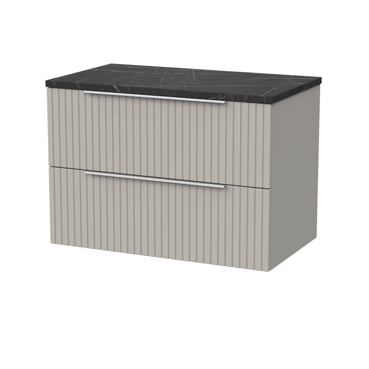 [BFLF3226LBP] Callingwood Contemporary Wall Hung 2 Drawer Vanity Unit with Black Pietra Marble Laminate Worktop, Choice of Size and Colour - Cutout