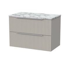 [BFLF3226LCM] Callingwood Contemporary Wall Hung 2 Drawer Vanity Unit with Carrera Marble Laminate Worktop, Choice of Size and Colour - Cutout
