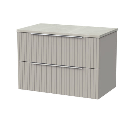 [BFLF3226LMP] Callingwood Contemporary Wall Hung 2 Drawer Vanity Unit with Marble Plaster Laminate Worktop, Choice of Size and Colour - Cutout