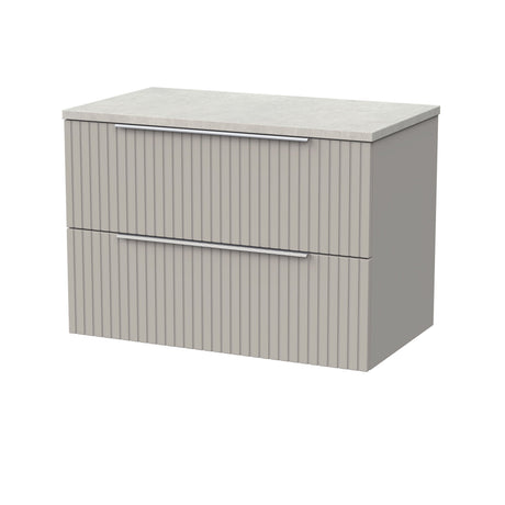 [BFLF3226LSWG] Callingwood Contemporary Wall Hung 2 Drawer Vanity Unit with White Sparkle Laminate Worktop, Choice of Size and Colour - Cutout