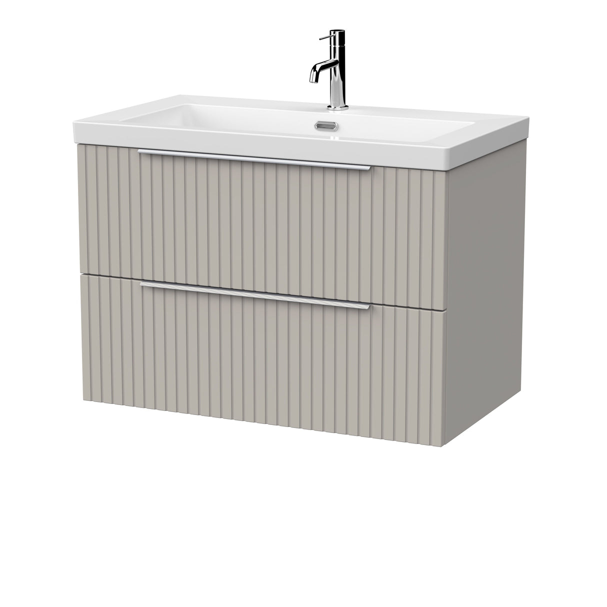 [BFLF3226L] Callingwood Contemporary Wall Hung 2 Drawer Vanity Unit with 1 Tap Hole Fireclay Basin, Choice of Size and Colour - Cutout