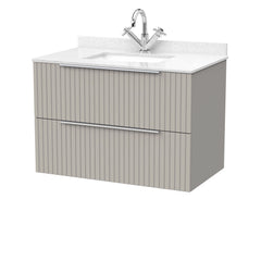[BFLF3226WS1] Callingwood Contemporary Wall Hung 2 Drawer Vanity Unit with Marble Worktop and Basin, Choice of Size and Colour - Cutout