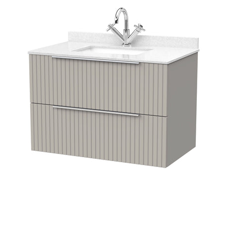 [BFLF3226WS1] Callingwood Contemporary Wall Hung 2 Drawer Vanity Unit with Marble Worktop and Basin, Choice of Size and Colour - Cutout