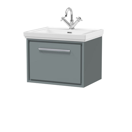 [BFLL2322A] Longnor Single Drawer Wall Hung Vanity Basin Unit with 1 Tap Hole Traditional Fireclay Basin, Choice of Colour and Size - Cutout