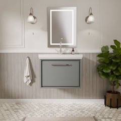 [BFLL2322A] Longnor Single Drawer Wall Hung Vanity Basin Unit with 1 Tap Hole Traditional Fireclay Basin, Choice of Colour and Size - Lifestyle 1