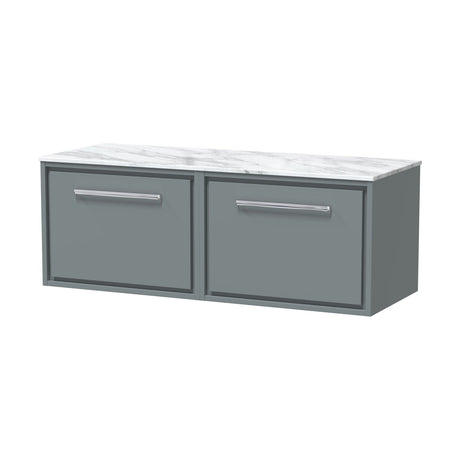[BFLL2322CMT2] Balterley 1200mm Wall Hung Single Drawer Vanity w/ Marble Worktop - Coastal Grey - Cutout