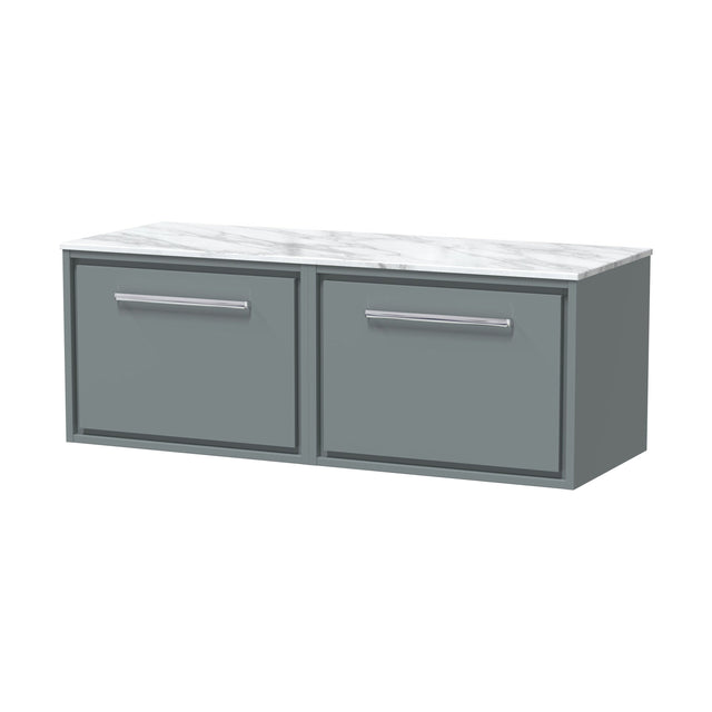 [BFLL2322CMT2] Balterley 1200mm Wall Hung Single Drawer Vanity w/ Marble Worktop - Coastal Grey - Cutout