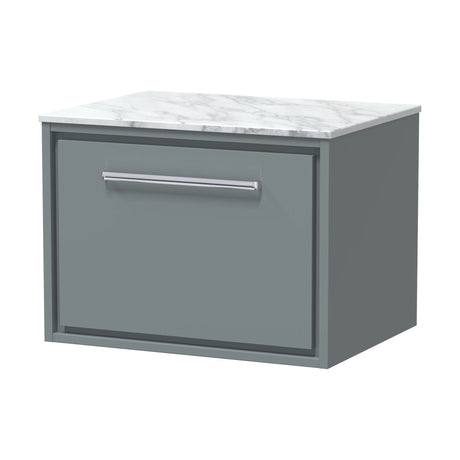 [BFLL2322CMT] Balterley 600mm Framed Design Wall Hung Single Drawer Vanity, Marble Worktop - Coastal Grey - Cutout