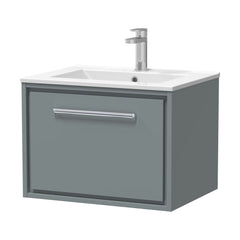 [BFLL2322C] Balterley  Modern Bathroom Wall Hung Single Drawer Vanity Unit & Basin, Coastal Grey, 600mm - Cutout