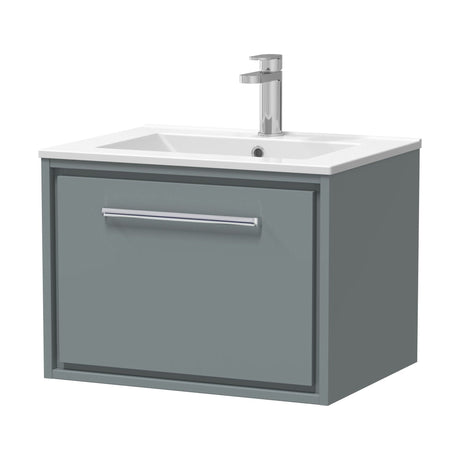 [BFLL2322C] Balterley  Modern Bathroom Wall Hung Single Drawer Vanity Unit & Basin, Coastal Grey, 600mm - Cutout
