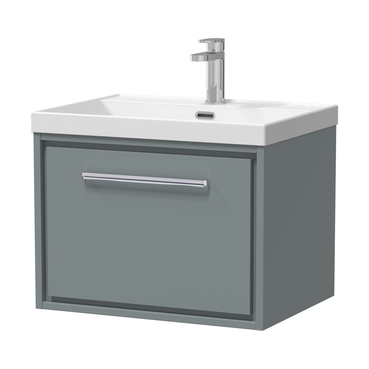 [BFLL2322E] Balterley Modern Bathroom 1 Soft Close Drawer Wall Hung Vanity Unit & Rectangular Basin, Coastal Grey, 600mm - Cutout
