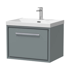 [BFLL2322E] Balterley Modern Bathroom 1 Soft Close Drawer Wall Hung Vanity Unit & Rectangular Basin, Coastal Grey, 600mm - Cutout