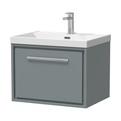 [BFLL2322E] Balterley Modern Bathroom 1 Soft Close Drawer Wall Hung Vanity Unit & Rectangular Basin, Coastal Grey, 600mm - Cutout