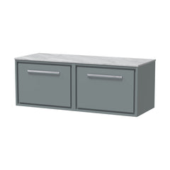 [BFLL2322GMT2] Balterley 1200mm Framed Design Wall Hung Single Drawer Vanity & Marble Worktop - Coastal Grey - Cutout