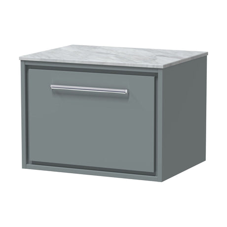 [BFLL2322GMT] Balterley 600mm Framed Design Wall Hung Single Drawer Vanity & Marble Worktop - Coastal Grey - Cutout