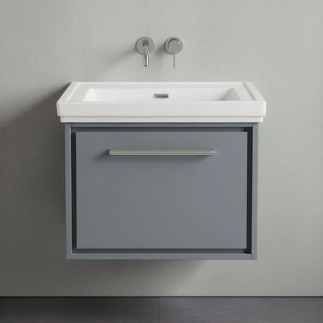 [BFLL2322H] Longnor Single Drawer Wall Hung Vanity Basin Unit with 0 Tap Hole Traditional Fireclay Basin, Choice of Size and Colour - Silo