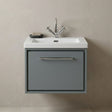[BFLL2322L] Balterley Modern Bathroom 1 Soft-Close Drawer Wall Hung Vanity Unit Fireclay Basin, Coastal Grey, 600mm - Silo