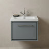 [BFLL2322L] Balterley Modern Bathroom 1 Soft-Close Drawer Wall Hung Vanity Unit Fireclay Basin, Coastal Grey, 600mm - Silo