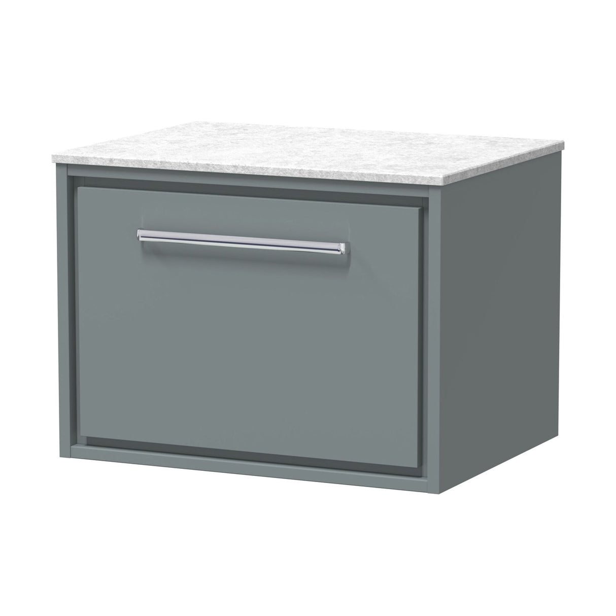 [BFLL2322WMT] Balterley 600mm Framed Design Wall Hung Single Drawer Vanity with Marble Worktop - Coastal Grey - Cutout