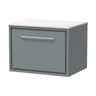 [BFLL2322WMT] Longnor 1 Drawer Wall Hung Vanity Unit with White Marble Worktop, Choice of Size and Colour - Cutout